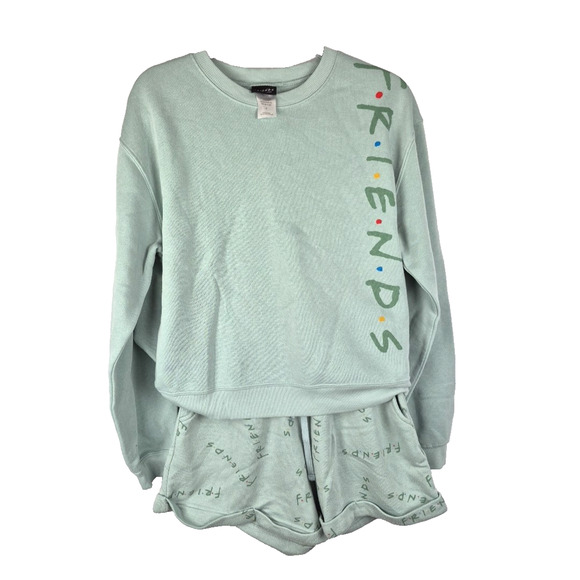 Friends The T.V. Series Womens Sweater Small Shorts Medium Lounge Set Blue Green - Picture 1 of 16